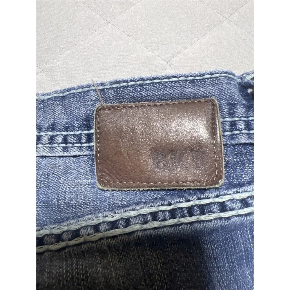 BKE Denim Tyler Straight Jeans Men's 36R(36x32) Dark Wash Factory Distressing